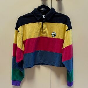 Cross Colours Cropped Rugby Polo - Black, Yellow, Red, Blue, Green, Purple xs